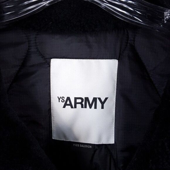 YVES SALOMON ARMY Coat Mens Size 48 Black Single Breasted Lamb Shearling $1825 - Picture 3 of 10